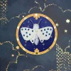 Papillon blanc en feutrine à perles bleues sur fond bleu nuit étoiles dorées, kit créatif Les insectes