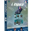 Boîte du kit créatif L'espace avec robot bleu, drapeau français et dessins spatiaux.