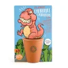 Kit jardinage enfant Plante carnivore T-rex avec pot marron et dessin soleil.