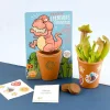 Kit jardinage enfant Plante carnivore T-rex avec pot orange et stickers décoratifs.