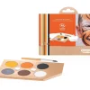 Palette hexagonale avec 6 couleurs de maquillage bio Namaki et pinceau bois