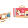 Palette maquillage 3 couleurs rose, blanc, turquoise avec pinceau Namaki bio