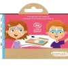 Boîte kit maquillage Namaki, 3 couleurs rose, blanc, turquoise, visages enfant décorés licorne et princesse.