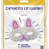 Kit masque en feutrine lapin crème à décorer pompons blancs et strass