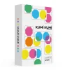 Boîte blanche du jeu KUMI KUMI avec motifs colorés octogonaux orange, jaune, rose, bleu et vert.