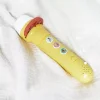 Lampe sonore Janod jaune avec boutons illustrés d'animaux et interrupteur on/off.