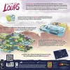 Plateau de jeu Le clan des loups avec tuiles hexagonales, pions loups colorés, calendrier lunaire et cartes.
