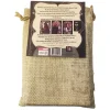 Sac en toile de jute beige avec étiquette noire descriptive du jeu Le secret de la fleur éternelle.