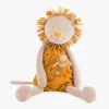Lion géant en tissu beige et orange, peluche Moulin Roty Sous mon baobab
