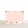 Carton invitation Thalie rose avec cygnes blancs, nénuphars et feuillages verts