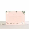 Carte invitation rose clair avec cygnes blancs, nénuphars roses et feuillage vert