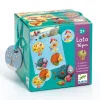 Boîte carré verte du jeu Loto des 4 saisons Djeco, illustrations colorées animaux et saisons