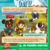 Illustration couverture "Sur la piste du Dahu" avec enfants randonneurs, chien Saint-Bernard et montagne.