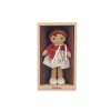Poupée en tissu Emilie 25 cm, robe blanche à pois rouges, écharpe et bandeau rouges, boîte beige Kaloo.