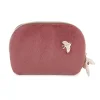 Trousse de toilette bordeaux en tissu doux avec papillon rose et fermeture zippée