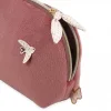 Trousse de toilette rouge bordeaux Kaloo en tissu doux avec petit papillon en tissu à carreaux beige.
