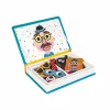 Jeu Magnéti'book Crazy faces garçon Janod avec pièces magnétiques colorées et visage à composer.