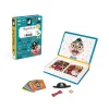 Boîte Magnéti'book Crazy faces garçon bleue avec pièces magnétiques colorées et cartes.
