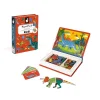 Jeu Magnéti'book Dinosaures Janod avec pièces magnétiques colorées et cartes.