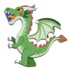 Dragon vert magnétique avec grandes ailes vert clair et crête orange, jouet Janod