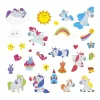 Licornes colorées magnétiques, soleil, arc-en-ciel, étoiles et animaux amusants en dessins cartoon