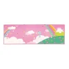 Plaque magnétique rose avec nuages blancs, arc-en-ciel, montagnes vertes et bonbons, Magnéti'stories Licornes Janod.