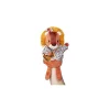 Marionnette Jack le lion orange avec crinière jaune et guitare, habillé coloré.