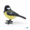 Figurine oiseau mésange jaune et noire en plastique, détail réaliste Papo