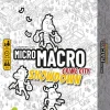 Boîte jeu Micro Macro Crime City Showdown, dessins noir et blanc, personnages cartoon.