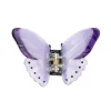 Mini pince à cheveux en plastique mauve translucide forme papillon avec mécanisme métallique visible