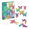 Mobile Vitrail Papillons Sentosphère, papillons colorés à peindre, tubes de peinture, fil.