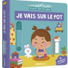 Livre cartonné bleu "Mon Anim'agier Je vais sur le pot" avec enfant et lapin dessinés.