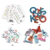 Cartes blanches avec illustrations et mots, lettres aimantées rouges et bleues, tuiles à lettres multicolores, formes illustr