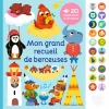 Mon grand recueil de berceuses Poppik, animaux colorés jouant et dormant, illustrations enfantines.