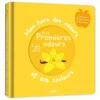Couverture jaune de "Mon livre des odeurs et des couleurs" avec fleur vanille centrale.