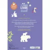 Couverture violette avec illustrations d'ours blancs, lapins, oiseau et texte descriptif du livre éveil.