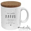 Mug blanc avec couvercle en liège, texte noir "ma petite maman d'amour" Marcel & Lily