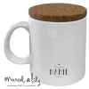 Mug blanc en céramique avec couvercle en liège, inscription "Ma petite Mamie d'amour
