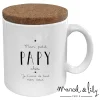 Mug blanc avec couvercle en liège inscription "Mon petit papy chéri" noir