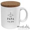 Mug blanc avec couvercle liège inscription "Je suis un super Papa trop génial