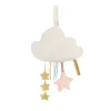 Nuage lumineux blanc en tissu avec étoiles dorées et rose à suspendre Moulin Roty