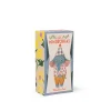 Boîte colorée Les Minouchkas avec illustration de Pablo l'éléphant en costume.