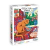Palette d'artiste Le chat et le poisson, peinture numérotée chat orange et aquarium rouge.