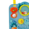 Panneau d'activités Les aventures de Paulie bleu avec miroir coquillage orange et roue poissons colorés