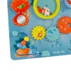 Panneau d'activités Paulie bleu avec engrenages colorés et perles à déplacer Moulin Roty.
