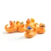 Cinq canards jaunes en plastique avec accessoires colorés pour Pêche aux canards Djeco
