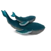 Deux peluches Petite Baleine à bosse bleu turquoise et gris, moulues douces