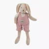 Peluche lapin beige Sylvain en salopette rose rayée Les Parents Moulin Roty