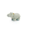 Petit hippopotame en peluche grise bleutée, pattes bleues, oreilles jaunes, Moulin Roty