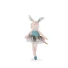 Peluche lapin beige avec robe bleue et jupe à carreaux Moulin Roty
